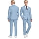 thumbnail image 2 of Wehilion Traje de lino retro para hombre Esmoquin de regreso a casa azul claro Verano Slim Fit Chaqueta de 3 piezas Blazer Playa Boda Traje de hombre bb-l, 2 of 5