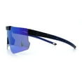 thumbnail image 6 of Polarized Mens Flip Up Rimless Oversized Shield Plastic Sport Sunglasses Black Blue - Blue Mirror, 6 of 7