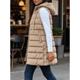 thumbnail image 4 of Fall Winter Women Sleeveless Long Vest Hooded Puffer Zipper Outwear Vest, 4 of 7