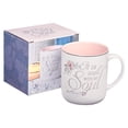 thumbnail image 3 of Christian Art Gifts Ceramic Coffee Mug for Women: It is Well with My Soul - Inspirational Song and Hymn, Light Floral Pink and White, 14 oz., 3 of 4