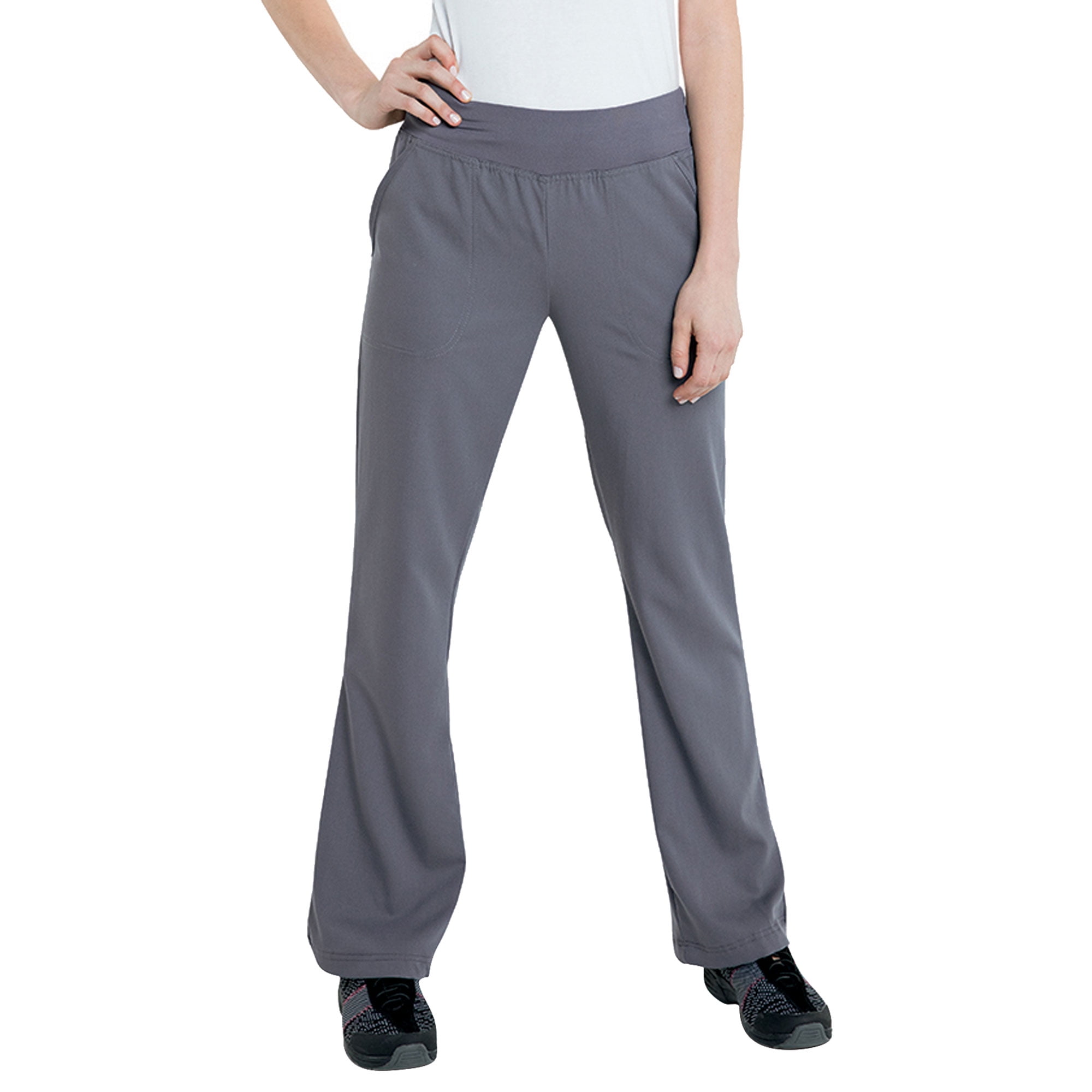 Landau urbane women's yoga flare leg scrub pant michelle, steel grey