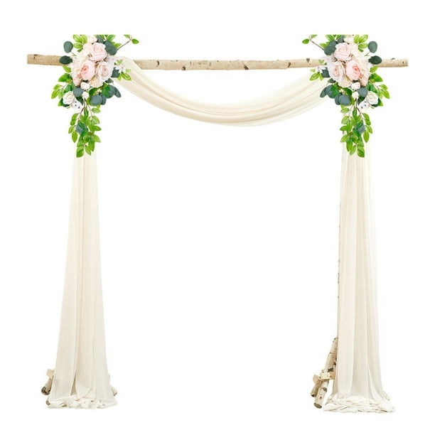 Inteprter 2 pack/lote poliéster drapeado durabilidad no se desprende decoración de boda resistente a rasgaduras drapeado gasa Decoración del hogar Blanco marfil