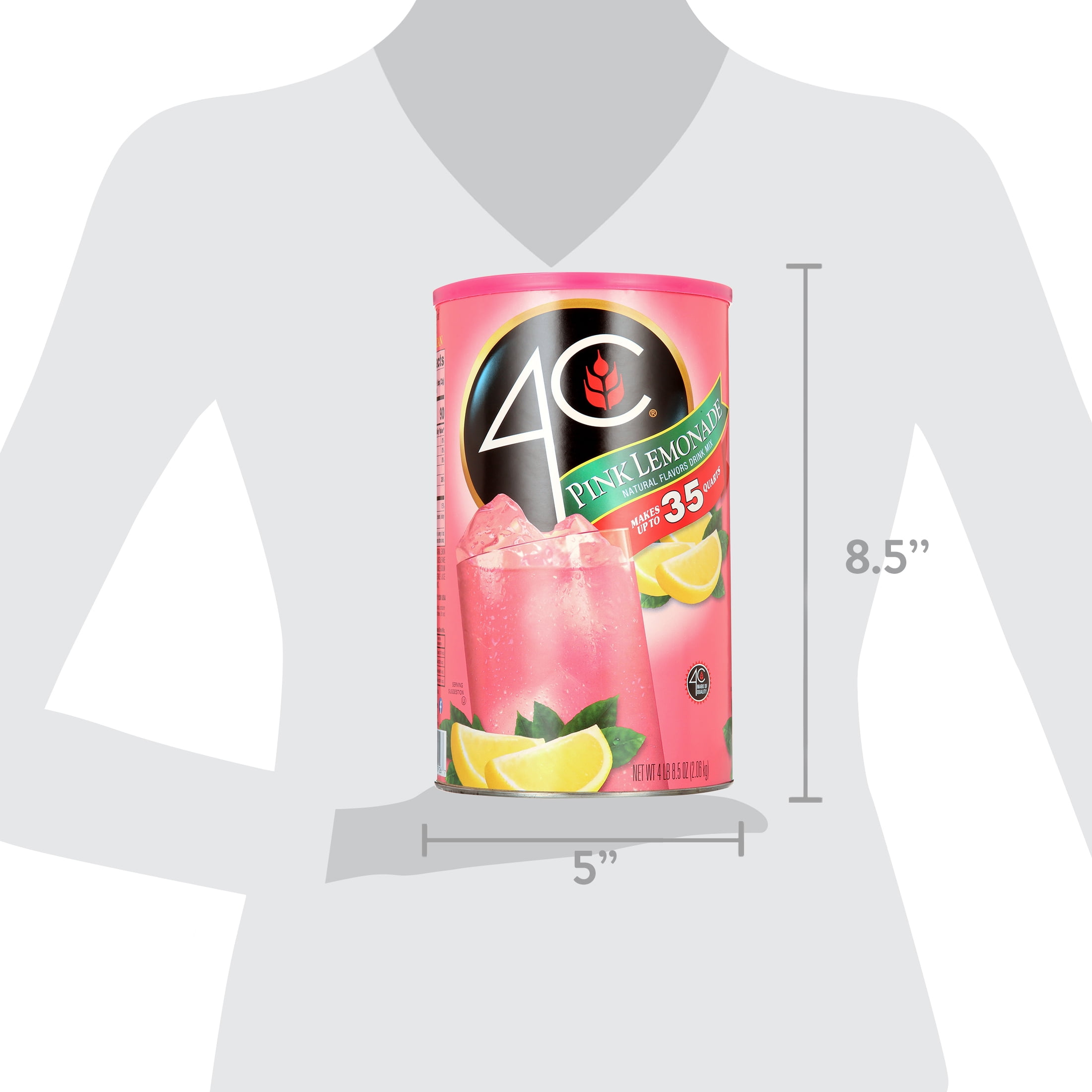 (3 pack) 4C 35 Qt Powdered Soft Drink Mix Pink Lemonade, 72.5 oz, Single Pack Canister
