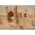 thumbnail image 2 of Jan Ciągliński 24x18 Gold Ornate Framed and Double Matted Museum Art Print Titled - Kalan Mosque in Bukhara. from the Journey to Turkestan (1912), 2 of 4