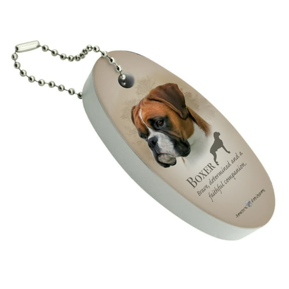 Boxer Dog Breed Floating Keychain Oval Foam Fishing Boat Buoy Key Float