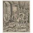 thumbnail image 2 of Virgil Solis 15x17 Black Ornate Wood Framed Double Matted Museum Art Print Titled - Bathing Room (‘Bath of the Anabaptists’) (1540-50), 2 of 5