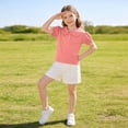 thumbnail image 2 of Zpanxa T-Shirts pour Filles Couleur Unie Bordure Festonnée Manches Courtes Col Rond Coton Haut Décontracté 6 Ans, 2 of 7