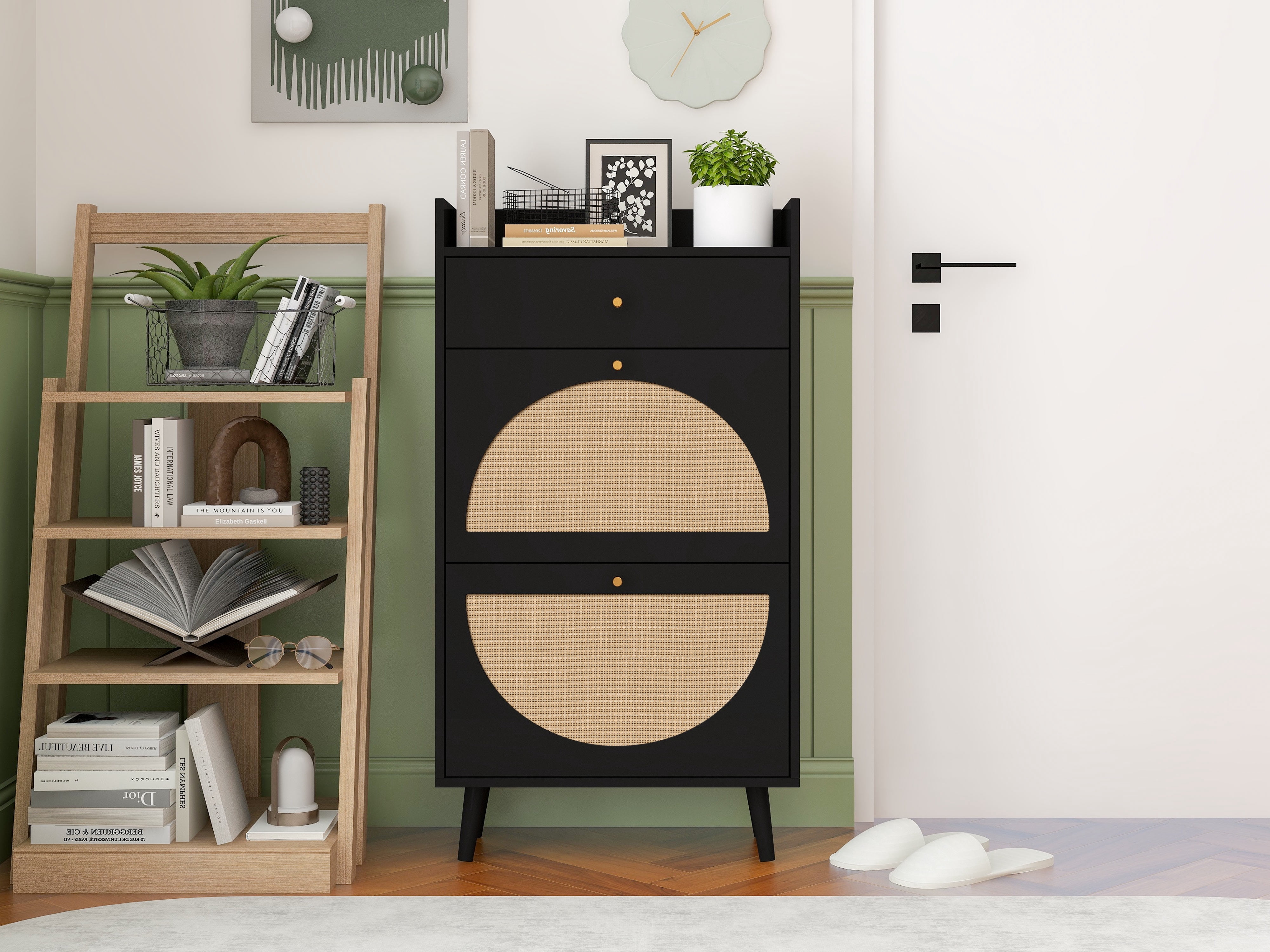2 Door 1 Drawer Cabinet, Shoe Rack, Double Layer