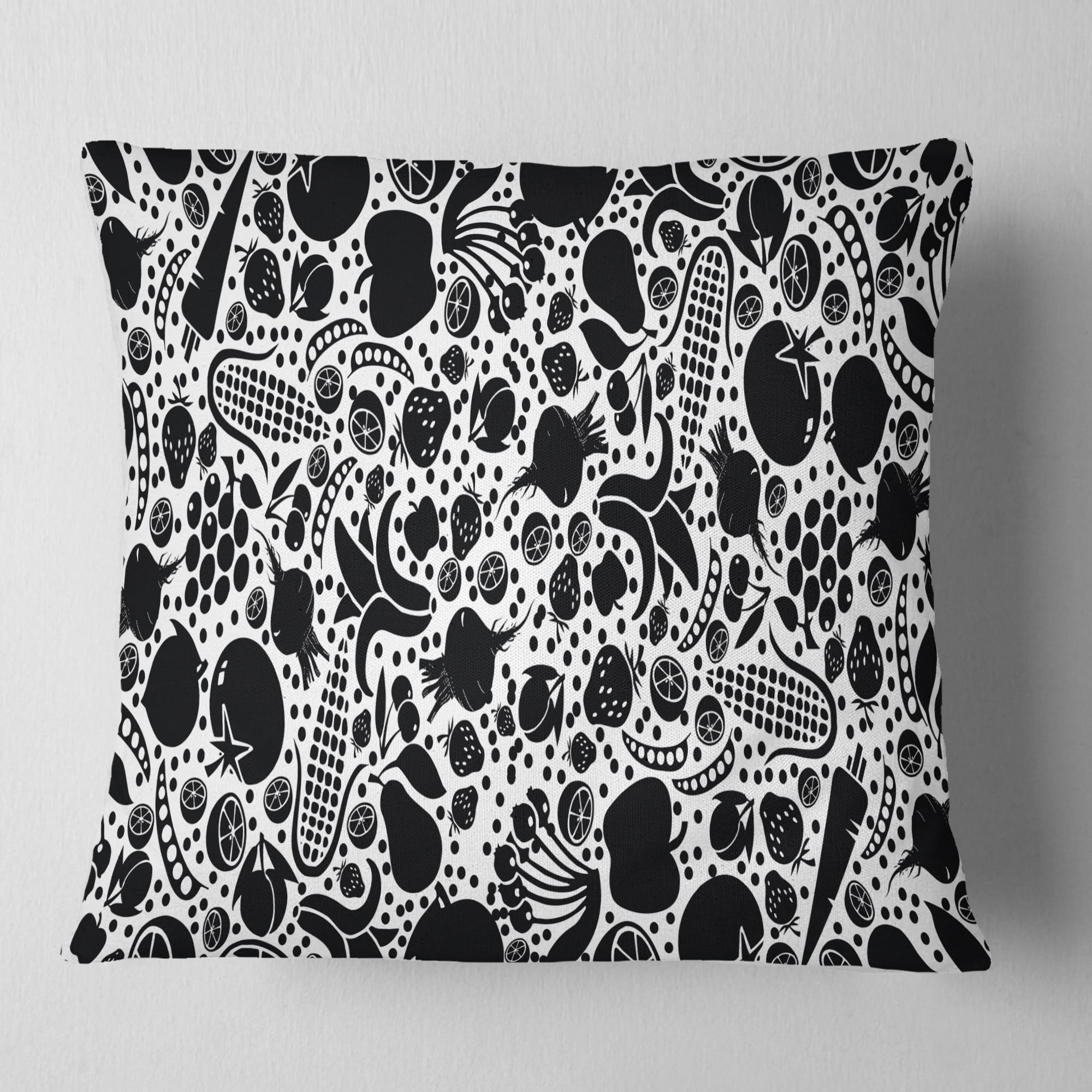 Designart Fruits and Vegetables Pattern - Floral Throw Pillow - 18x18