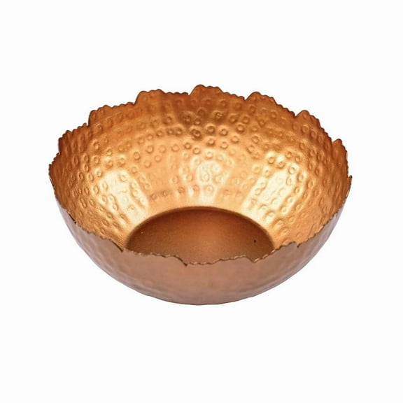 MbyM Metal Round Shape Diya Golden Decorative Urli Bowl for Home, Office and Table Decor |Floating Flowers and Tea Light Candles Home Decoration, Pooja Size Inch (Pack of 1) (Small)