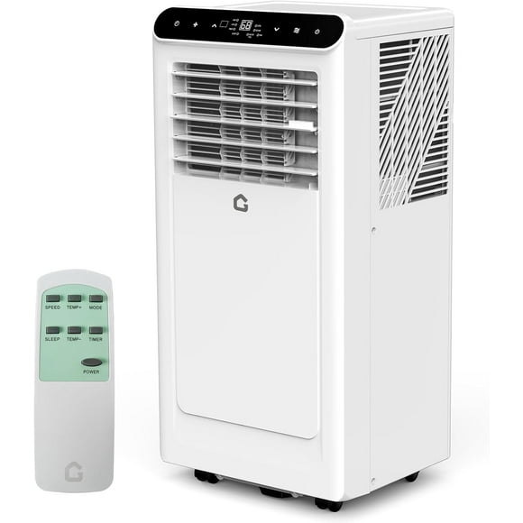 Climatiseur Portatif de 8 000 BTU, Unité de Climatisation Portative 4-en-1 pour Pièces avec Ventilateur, Déshumidificateur, Refroidit jusqu'à 350 Pi2, Télécommande, Oscillation Automatique, Fonctionnement Silencieux, Minuterie, Dessus Noir
