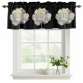 thumbnail image 2 of Flower Black Valances for Windows, Gold White Abstract Floral Aesthetic Light Filtering Kitchen Curtains, Rod Pocket Window Valance Curtains for Living Room Bedroom, 54" W x 18" L, 2 Panels, 2 of 9
