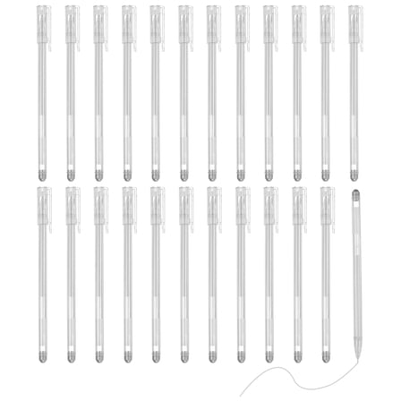 Uxcell 24 Pcs Colored Gel Pens, 0.5mm Fine Point Pastel Gel Pens High Light Ink for DIY Projects Painting Journaling Notebook Black Paper Drawing, 16cm Length Silver Ink