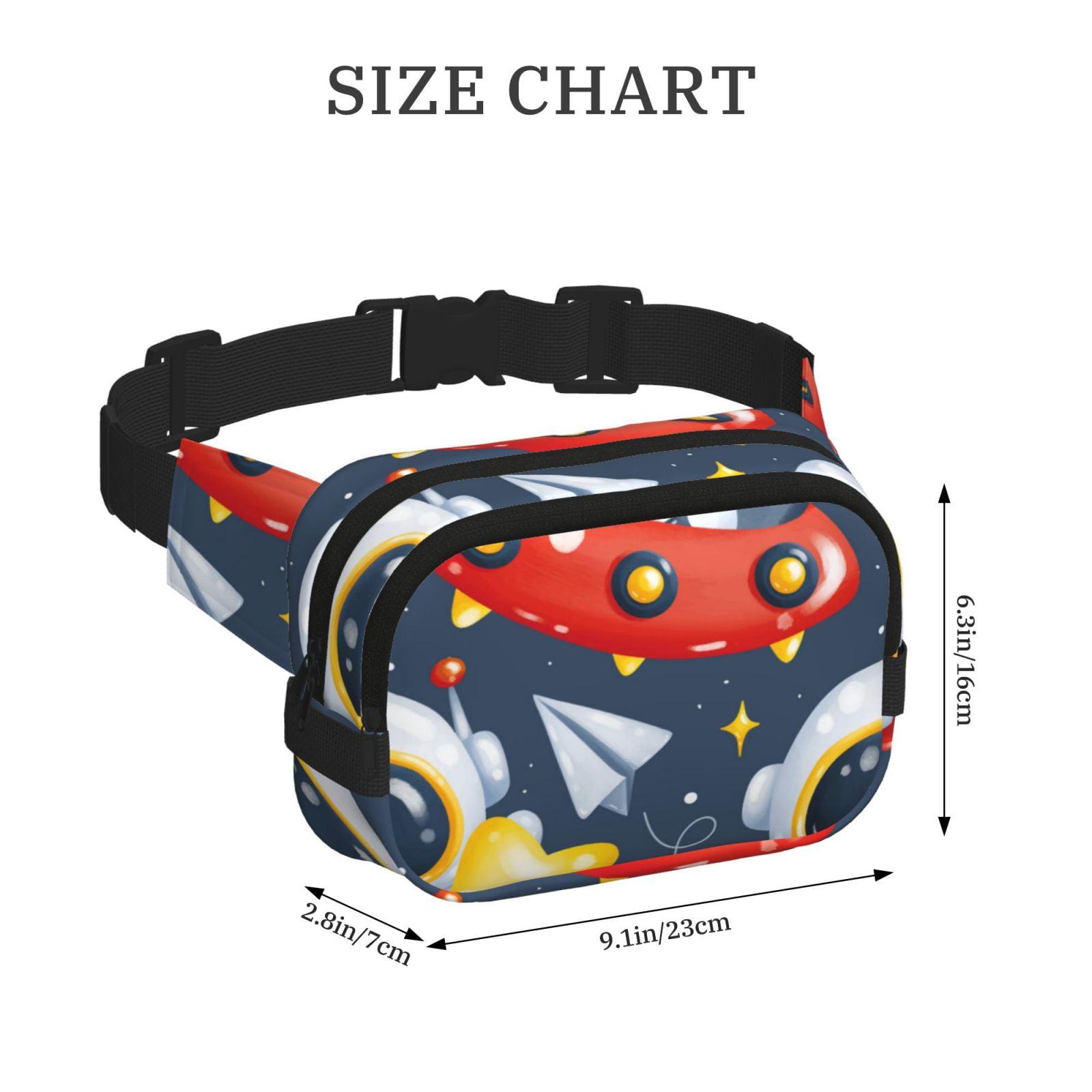 Picia Astronaut And Space Print Square Double-Layer Waist Bag Mini Adjustable Waist Belt Bag Exercise Running Travel Hiking