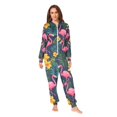 thumbnail image 2 of FORMRS Onesies Pajama for Adults Unisex Hoodie Winter Jumpsuit One Piece Sleepwear, Sizes S-2XL, Yellow Floral Flamingo, 2 of 7