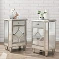 thumbnail image 1 of Tabaray Silver Nightstand Set of 2, Nightstand Mirror with 1 Drawer and 1 Door Silver Night Stand for Bedroom Bedside Table with Storage, 1 of 15