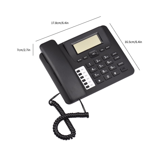 Descripción de Teléfono de cable Negro de Negocios Teléfono Teléfono DTMF/FSK Dual MANItas/Redia/Flash/Flash/Diarso Selecha Control de Volumen de volumen