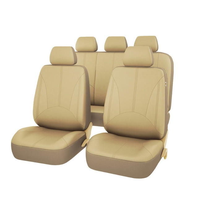 Funda de asiento universal de cuero sintético PU para coche, cojín de cuero perforado