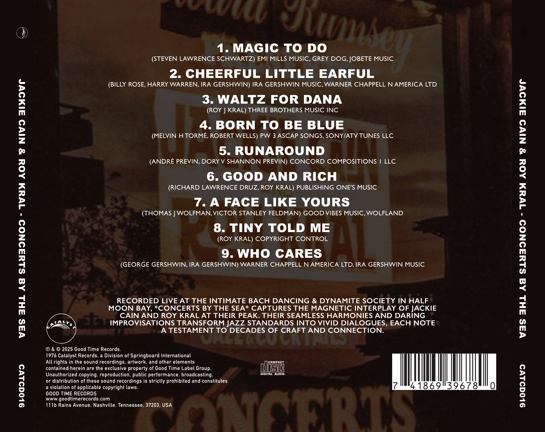 Cain,Jackie / Kral,Roy - Concerts by the Sea - Music & Performance - CD