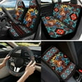 thumbnail image 2 of Yuyamidu Highland Cow Car Seat Covers and Steering Wheel Cover Aztec Blue Safe Belt Pads Center Console Cover Coasters Keychains Car Accessories Set of 13, 2 of 6