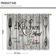 thumbnail image 2 of Farmhouse Rustic Grey Kitchen Curtains Vintage Fork Spoon Retro Small Short Cafe Window Curtains Barn Country Wooden Wood Sparkle Bathroom Tier Window Treatment Drapes (27.5x39Inch), 2 of 6