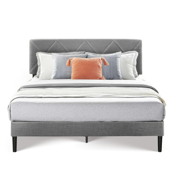Mellow Olena Upholstered Platform Bed Frame with Diamond Channel Tufted Headboard, Queen