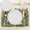 thumbnail image 3 of Ambesonne Rustic Place Mats Set of 4, Vintage Farm Pig and Horse, Standard Size, Mustard Green Taupe, 3 of 5