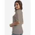 thumbnail image 2 of Women's V Neck Basic Summer Casual Elbow Length T Shirts, 2 of 4