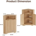 thumbnail image 2 of Vabches Fluted Corner Cabinet for Small Space, Modern Corner Storage Cabinet with 2 Doors and Adjustable Shelf for Bathroom, Kitchen, Living Room, Natural, 2 of 9