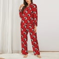 thumbnail image 2 of Picia Bulldog Red Pattern Women’s Long-Sleeve Sleepwear Set - Soft 2-Piece Loungewear with Pockets, Comfy PJs for Relaxing Nights-Medium, 2 of 7
