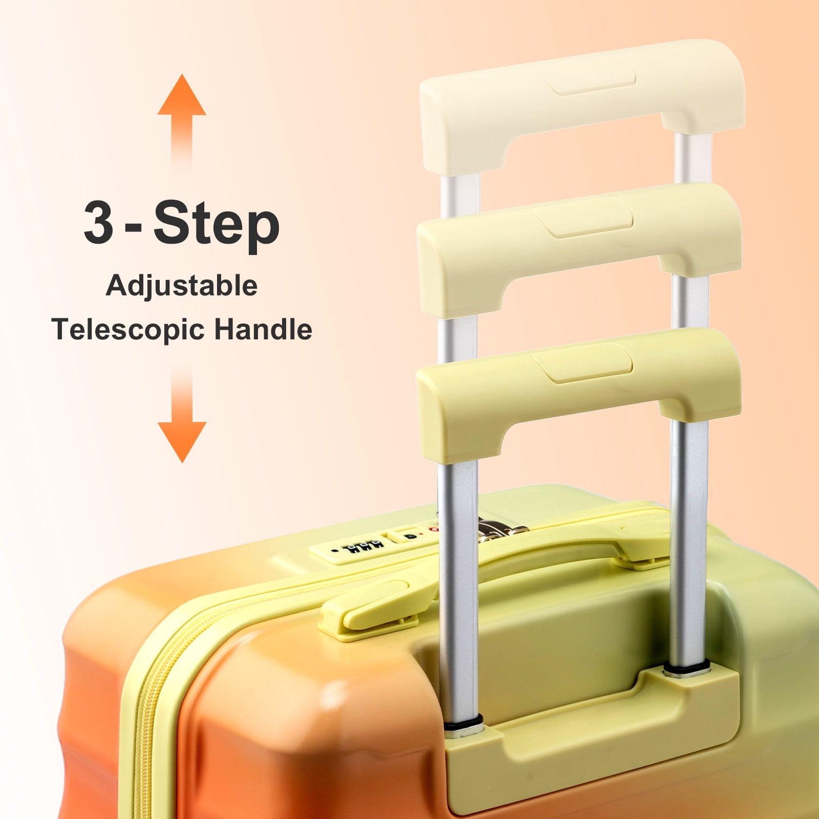 Zimtown 24" Luggage with Hardside Spinner Wheels, Checked-Medium TSA Look Suitcase, Yellow Orange Gradient