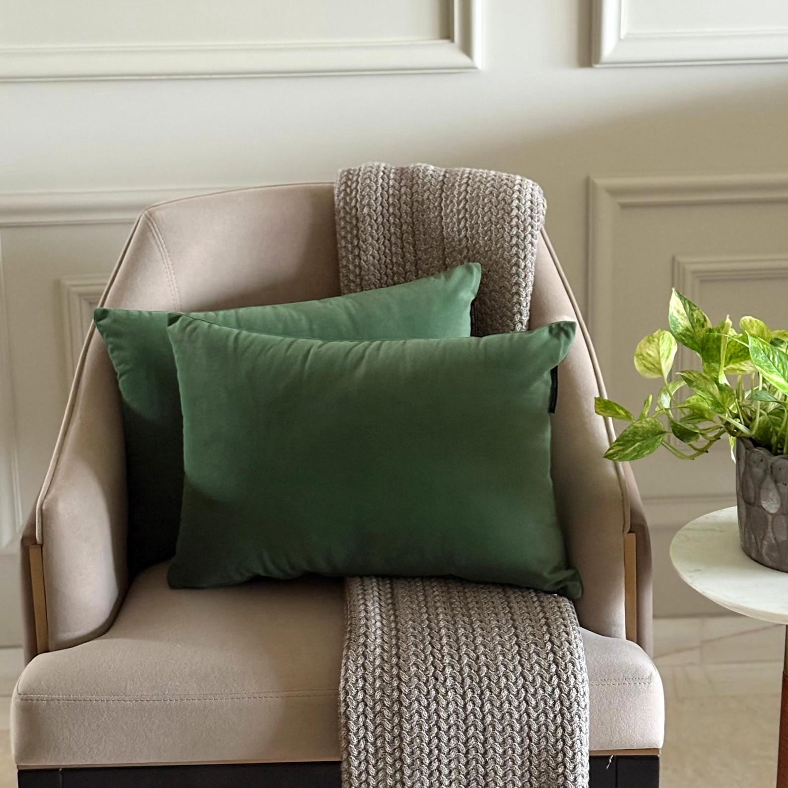Dark Green Decorative Lumbar Pillow Cover 12"x16" | Pack of 2 Modern Velvet Oblong Cushion Cover Solid | Plain Solid Pillowcases for Bed, Couch & Sofa, Modern Home Décor - Dark Green Velvet Dream