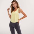 thumbnail image 3 of Women's Sleeveless Scoop Neck Cropped Tank Top for Workout and Casual Layering - Medium, Yellow, 3 of 7