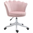 thumbnail image 1 of HOMCOM Mid Back Velvet Office Chair with Swivel Wheels for Study, Pink, 1 of 10