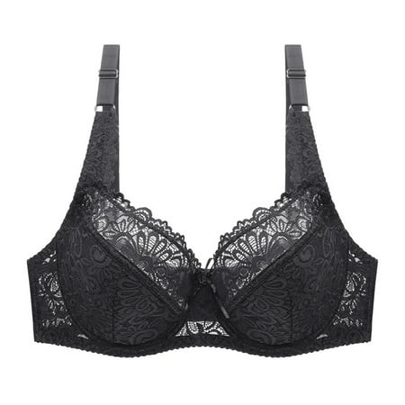 Wdfiry Women s Sexy Lace Balconette Push Up Bra Plus Size Sheer Unpadded Underwire Unlined See Through Bra