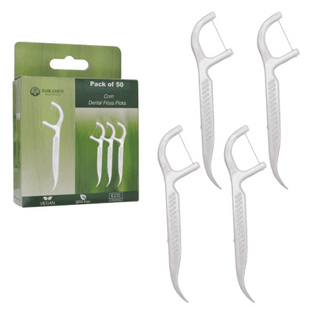 Pure Earth Essentials - Biodegradable Dental Floss Picks (Pack of 50)