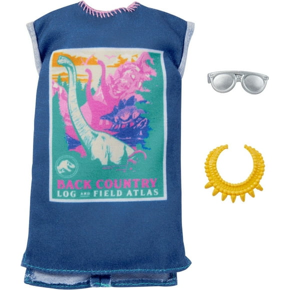 Barbie Doll Clothes, Inspired by Jurassic World: Dominion, T-shirt Dress & 2 Accessories
