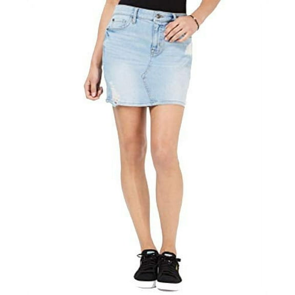 Black Daisy Juniors' Natalia Ripped Denim Mini Skirt (Forever, 13)