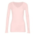 thumbnail image 3 of Womens Long Sleeve V Neck T-Shirts Ribbed Knit Casual Tee Tops Slim Fitted Basic Shirts, 3 of 4