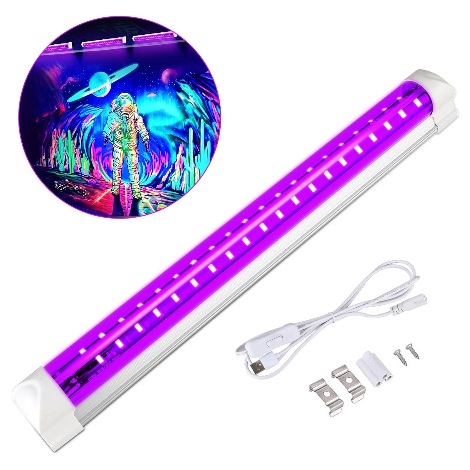 LED Black Lights, EEEkit 10W USB UV Blacklight Bar Glow in The Dark for Party Body Paint Stage Lighting