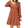 thumbnail image 3 of Fantaslook Fall Dresses for Women Square Neck Long Sleeve Dresses Casual Babydoll Sweater Dress, 3 of 10