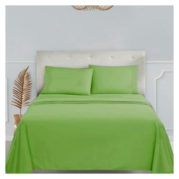 Bed Sheets, Premier 1800 Series 4 Piece Bed Sheet Set, Deep Pocket, Wrinkle, Fade, Stain Resistant, Luxury Soft Bedding Sheets & Pillowcases, Queen, Garden Green