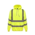 thumbnail image 1 of Men's Solid Color Reflective Hooded Sweatshirt Long Sleeve Sweater Top Loose Road Work High Visibility Pullover (Yellow,L), 1 of 4