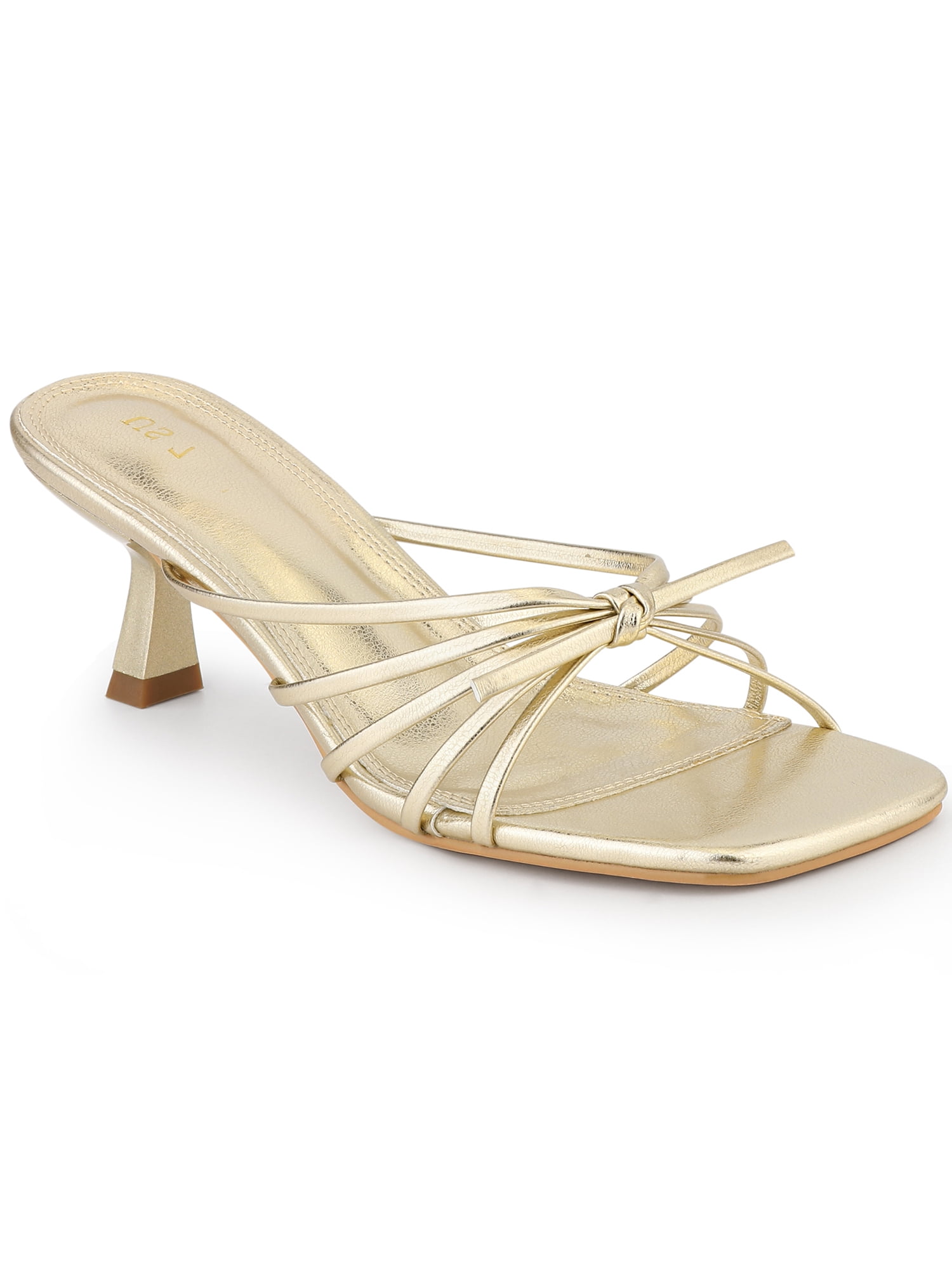 INSPIRE CHIC Women's Square Toe Strappy Strap Kitten Heels Slide