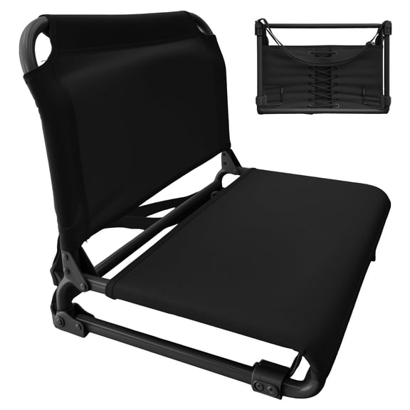 Nygira Stadium Seat for Bleachers, Portable Folding Chair with Back Support, Hide Hooks,Black
