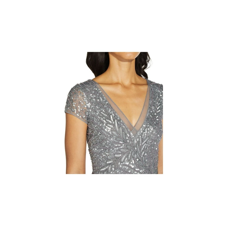 Adrianna papell top gray sequin dress