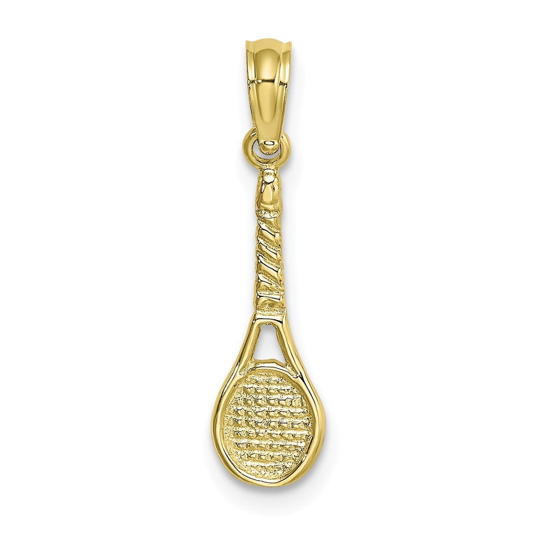 10k Gold Tennis Racquet Pendant Necklace Measures 21x5.7mm Wide Jewelry