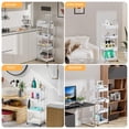 thumbnail image 4 of 4 Tier Rolling Utility Cart with Drawer,REBECAT Utility Cart Made of Multifunctional Storage Organizer Tool for Kitchen,Bathroom,Living Room,Office(Gray), 4 of 6