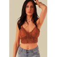 thumbnail image 3 of ABPHQTO Bralette de encaje con tirantes finos cruzados de mujer marrón, 3 of 5