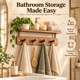 thumbnail image 5 of Wall Mounted 4-Hook Rack with Shelf, Sturdy Metal Frame Wooden Shelf, No-Drill Easy Install with Assembly Video for Home Entryway Bathroom Kitchen Storage, Brown, 5 of 7